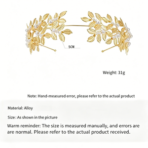 Elegante Fascia per Capelli Unisex in Stile Europeo-Americano con Foglie Floreali in Lega e Perle, Placcata in Oro/<span class=keywords><strong>Argento</strong></span> per Spose e Matrimoni - Product Image 4
