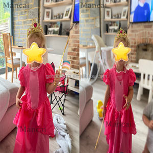 Peach Super Marios fantaisie princesse fille <span class=keywords><strong>carnaval</strong></span> Performance Cosplay enfants Halloween anniversaire pêche fête habiller tenue - Product Image 5