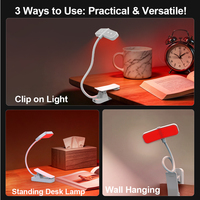 Lampe de bureau LED mini blanche fabriquée en Chine, rechargeable, design col de cygne, commande tactile, 3 températures de couleur pour chambre à coucher