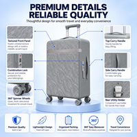 Valise trolley élégante gris argenté en PC, anti-rayures, avec panneau texturé, pour les entreprises haut de gamme, fabrication OEM