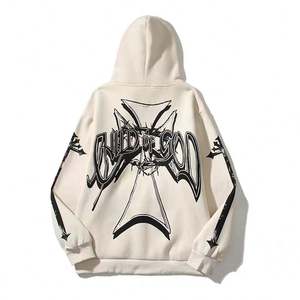 Las mejores sudaderas con capucha para hombre Fabricantes Sudadera con capucha con estampado de grafiti con letras Sudadera con capucha lisa en blanco Peso pesado sin cordón - Product Image 2