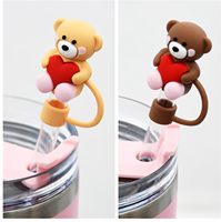 Breloque Cœur d'Ours Multi-Designs en Silicone pour Pailles avec Protection Anti-Poussière pour Gobelets de 30 oz - Cadeau pour les Amateurs de Gobelets