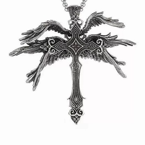 Collana con Ciondolo a Croce di Angelo a Sei Ali Retrò di Tendenza, Stile Europeo e Americano Esagerato, con Catena a Serpente in Lega - Vendita Calda - Product Image 4