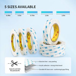 Nastro <span class=keywords><strong>Biadesivo</strong></span> in Schiuma Acrilica 3M 1600T, Impermeabile, Resistente alle Alte Temperature, Materiale PE, Adesivo Forte - Product Image 2