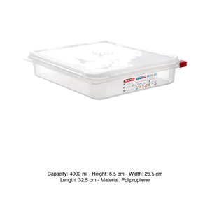 Bac alimentaire en polypropylène GN 1/2 32,5 × 26,5 × 6,5 h cm, avec couvercle, -40/+95 ° C Araven - Product Image 3