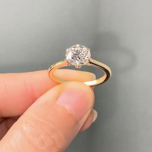 Luxury <b>Silver</b> Gold Lab Grown Diamond Engagement <b>Ring</b> Classic <b>Solitaire</b> IGI Certified Brilliant Cut VVS VS D Color Wedding - Product Image 1