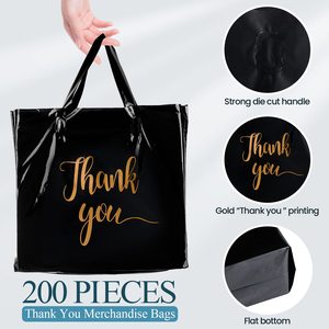 Sacs de remerciement en gros avec poignée, sacs de marchandises, sacs en plastique de 3 tailles, emballages de vente au détail 9 x 12'', 12 x 15'', 15 x 18'' - Product Image 2