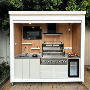 Cuisine extérieure moderne 2026 en acier inoxydable avec <span class=keywords><strong>barbecue</strong></span> à gaz intégré, mobilier d'extérieur pour <span class=keywords><strong>maison</strong></span> de piscine, abri de jardin et divertissement en plein air - Product Image 2
