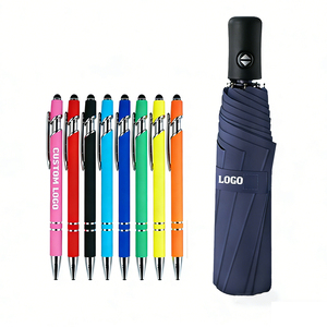 Bolígrafo promocional de aluminio con logotipo personalizado al por mayor, bolígrafo metálico con punta de bola y pantalla táctil de goma suave para teléfono. - Product Image 1