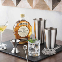 Vente en gros d'usine, 8 pièces, accessoires de bar réutilisables, écologiques, durables, en acier inoxydable, outils de bar, kit de barman, shaker à cocktails
