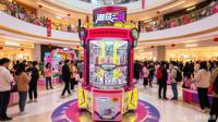 Machine à attraper les prix avec jackpot, 4 joueurs, à monnayeur, plateau tournant à prix, comptage intelligent des revenus pour centre de divertissement familial