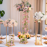 Centro de Mesa Alto para Boda, Columna Decorativa para Mesa, Jarrones Dorados de Hierro, Pedestal de Pasillo, Soporte de Metal para Flores
