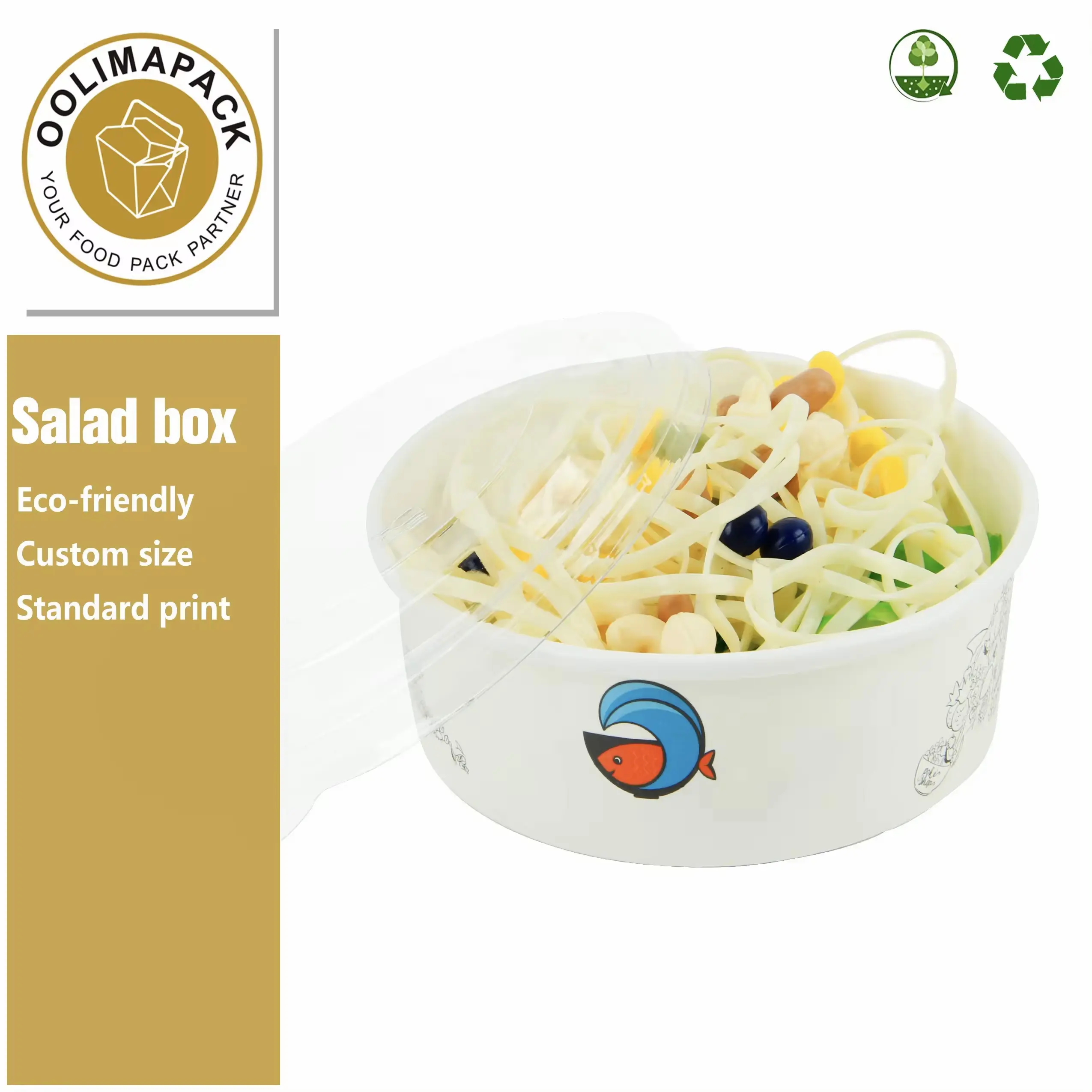 Disposable Bowls Disposable Take Away Kraft Paper Salad Bowl With PET Lid Kraft Paper Bowl