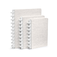 Couverture de carnet RINGNOTE format Lettre, en lin naturel doux au toucher, rechargeable, pour classeur à disques
