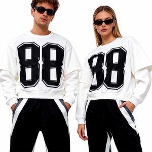 Conjunto de Sudadera con Capucha Oversize Unisex 2026, 100% Algodón, Mangas de Doble Capa, Estampado a Color, Estilo Urbano, Deportivo, Informal - Product Image 1