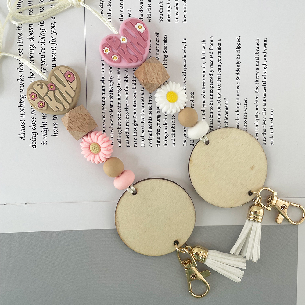 Tongxin Pencil Silicone Beaded Lanyard Apple Shape Pendant Badge Keychain for Teachers Day Gifts Image 3