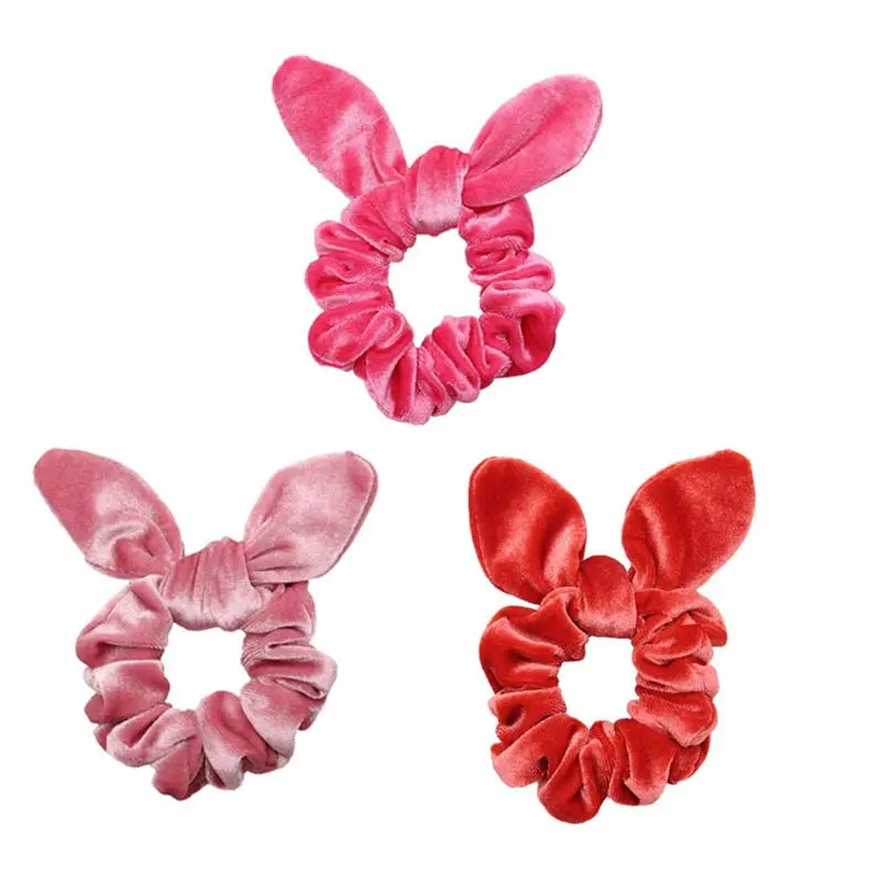 المخملية Scrunchies الشعر التعادل شريط مرن أرنب الأذن ذيل حصان حامل الأربطة المطاطية الشعر القوس معقود للفتيات