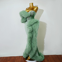 Robe de soirée sirène vert menthe à épaules dénudées en tulle ornée de strass pour femme, robe de scène personnalisée pour Drag Queen