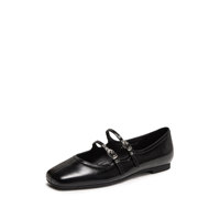 Chaussures Mary Jane rétro argentées à bout carré Alice, nouvelle collection printemps-été 2026, escarpins plats en cuir à bout ouvert