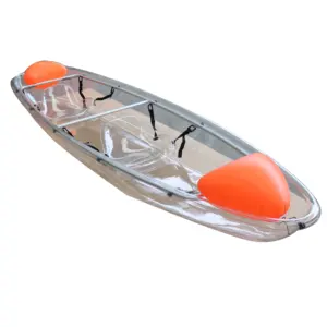 A Sit on top double canoe transparent kayak clear fishing 2 person crystal kayak