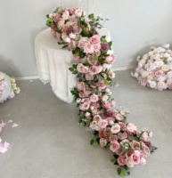 Bunga Artifisial Bola Mawar Hydrangea Tanaman Hijau Rangkaian Bunga Dekorasi Latar Belakang Pernikahan Hiasan Dinding Floral Perlengkapan Pesta