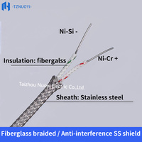 Fil de thermocouple compensateur de type K blindé en acier inoxydable isolé en fibre de verre résistant aux hautes températures industrielles