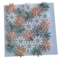 Nouvelle Arrivée Mosaïque Murale et de Sol en Marbre Poli à Jet d'Eau Vert et Blanc, Design Moderne Écologique, Motif Floral, pour Hôtels, Garantie 1 An