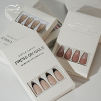 Easywell – Vente en gros de faux ongles en gel acrylique souple, autocollants pour ongles français avec logo personnalisé blanc, boîtes d'emballage de luxe pour ongles à presser