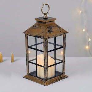 Petite lanterne simple en verre et fer, mini porte-bougie de mariage, lanterne à bougie de couleur verte pour la décoration de la maison et de mariage - Product Image 1