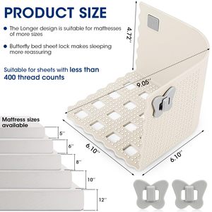 <b>Bed</b> Sheet Holders with Lock <b>Bed</b> Sheet Straps BedSheet Clips for Lateral Sleepers and Restless Partners Sheet Corner Holders - Product Image 3