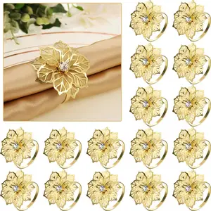 2023 Hot Selling Wholesale Featured Creative Napkin Ring Gold And Silver Luxury Modern Flower Napkin Buckle