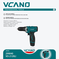 Perceuse sans fil VCANO 12V, moteur sans balais, 30 Nm, vitesse variable, mandrin 10 mm, poignée antidérapante, batterie rechargeable, OEM, usage industriel