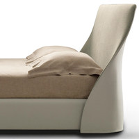 Lit double en cuir avec cadre en bois rembourré, style italien minimaliste, design européen moderne et simple, confortable