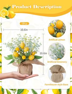 Bouquet de fleurs artificielles en forme de citrons dans un sac en toile de jute, pour égayer votre intérieur et votre extérieur, <span class=keywords><strong>d</strong></span>écorations pour la maison - Product Image 3
