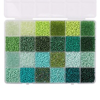 Boîte de 24 compartiments de perles de verre colorées pour la création de bijoux, accessoires faits main, matériaux pour bagues et bracelets.
