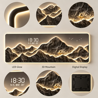 Décoration murale luxueuse avec paysage de montagne rétroéclairé par LED - Décoration de salon de grande taille, avec éclairage à lumière chaude