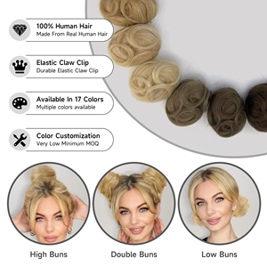 Nuevo Diseño de Pinza para el Cabello con Cabello Humano, Scrunchies Desordenados para Moños Rizados, el Moño ya no se Pliega - Product Image 2