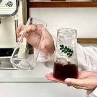 Gobelet en verre moderne pour café glacé, latte, jus, eau pétillante, boissons froides – Idéal pour la maison, les cafés, les restaurants, les bars – Vente en gros