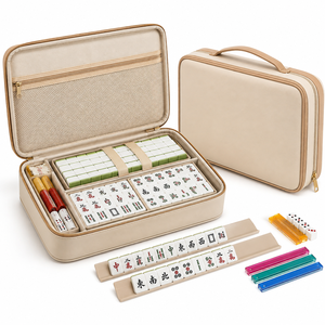 Sac de rangement portable pour tuiles de Mahjong avec bandoulière, étui de transport et organisateur pour accessoires de jeu de Mahjong - Product Image 1