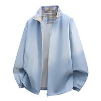 Veste de sport décontractée légère et imperméable pour homme, avec col à capuche réversible teinté, devant tissé, fermeture éclair, coupe ample, pour l'automne