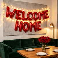 Ballon en aluminium de 16 pouces avec l'inscription « Bienvenue à la maison » - Parfait pour les fêtes de famille en période des fêtes, ballons en Mylar