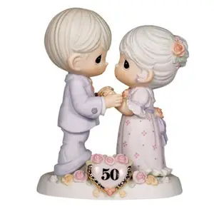 زينة كعكة الزفاف من السيراميك الذكرى السنوية 50th ، تمثال من البورسلين Bisque من البورسلين