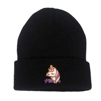 Topi Beanie akrilik 100% topi musim dingin anak uniseks lucu logo bordir kustom dengan desain hewan Unicorn Jacquard