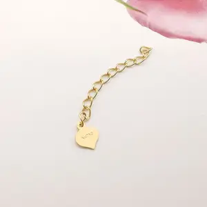 Bijoux en or 1000s 18k véritable or massif jaune 18K, accessoire chaîne d'extension de cœur pour colliers Bracelets