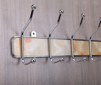 Décoration d'intérieur de luxe, étagères murales en marbre, crochets en acier au carbone et marbre, finition élégante argentée électro-plaquée, best-seller
