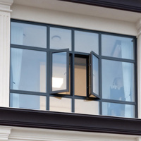 Ventanas Corredizas de Alta Calidad Estilo Americano y Francés con Diseño de Rejilla, Hechas de Aleación de Aluminio