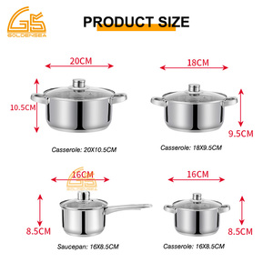 Nuovo Design Set di Pentole in Vetro Borosilicato ad Alta Resistenza, Casseruole e Pentole in Acciaio Inox con Fondo Spesso - Product Image 5