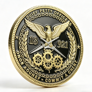 เหรียญที่ระลึกแบบกำหนดเอง โลหะผสมสังกะสี ดีไซน์รูปนกอินทรี 3 มิติ ลายเกียร์ ธีมความรัก ของที่ระลึกวันชาติ พิมพ์ UV ข้อความส่วนตัว - Product Image 3