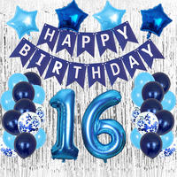 Ensemble de chaînes de ballons bleus, guirlande de banderoles en papier, fournitures de décoration de fête prénatale, ensemble de ballons avec lettres de joyeux anniversaire