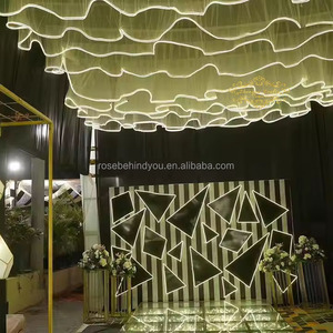 Tenda nuziale decorazione per soffitto a forma di drappeggio a rete a Led striscia luminosa per matrimonio matrimonio tenda da soffitto <span class=keywords><strong>sala</strong></span> per decorazione del soffitto evento arredamento - Product Image 6